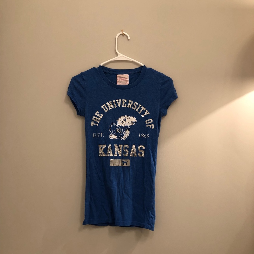 KU JAYHAWKS Blue swoop neck tee-shirt